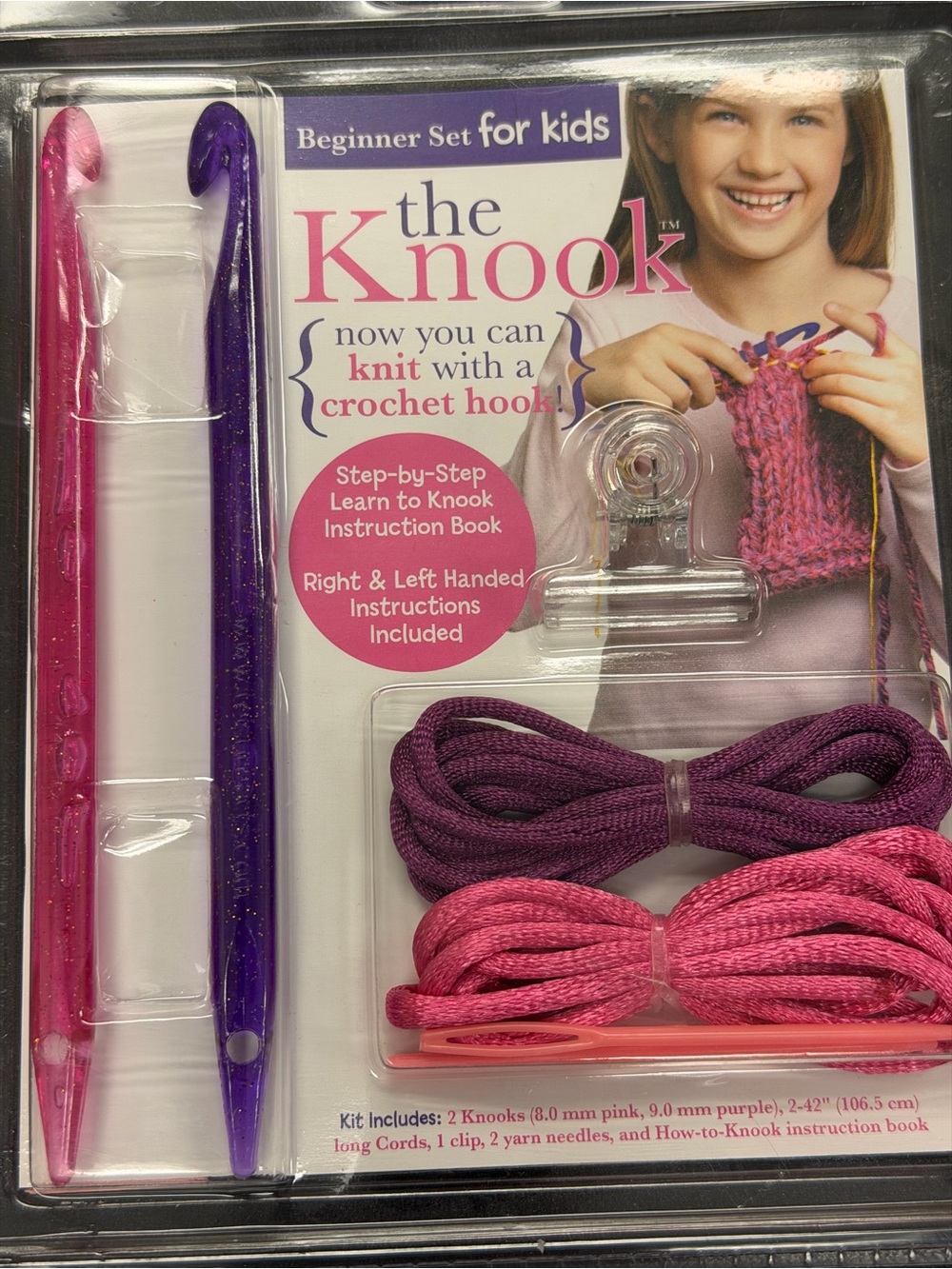 The Knook Kids Beginner Knitting Tool Set - Pink & Purple